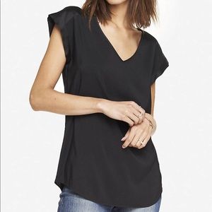 Silky Black V-neck Express Blouse